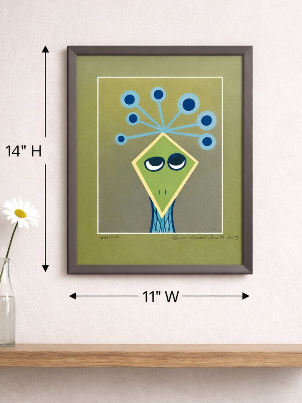 Green Mid-Century Peacock Wall Art Print